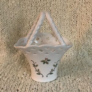 Mikasa porcelain basket with Christmas themed design.